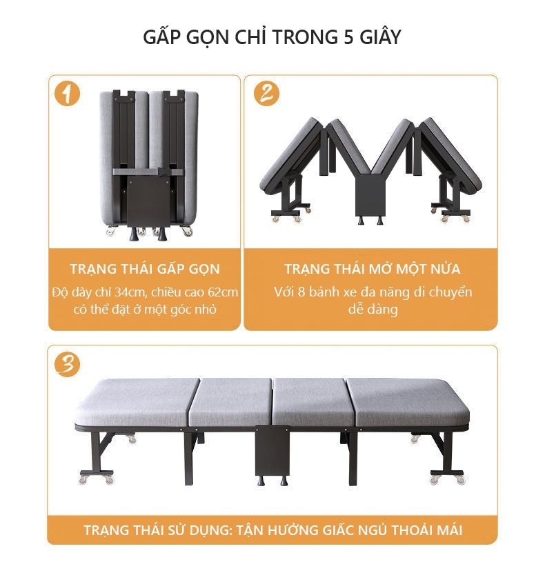 giường xếp đa năng dakita gấp 3