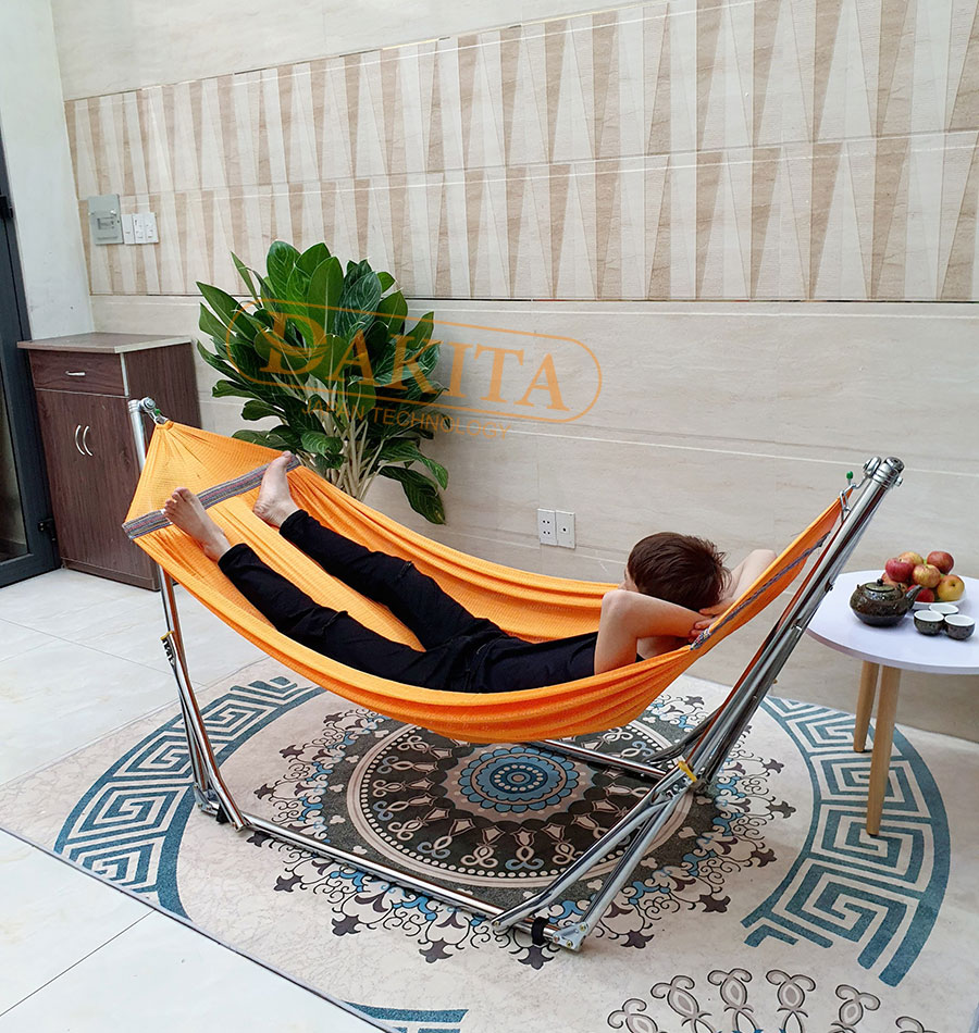 võng xếp xi inox màu cam
