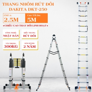 Thang rút đôi chữ A DAKITA DKT-250 [Chữ A: 2.5m Duỗi 5.0m] 