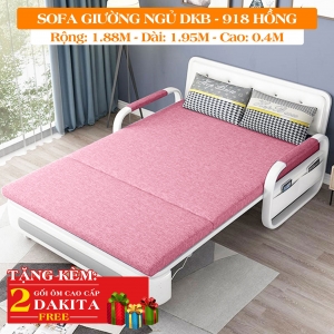 Ghế Sofa Giường Thông Minh DAKITA DKB-918 Có hộc tủ - Hồng [Dài: 1.95m  Rộng: 1.88m]
