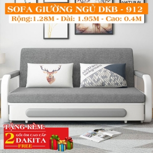 Ghế Sofa Giường Thông Minh DAKITA DKB-912 Có hộc tủ - Xám Nhạt [Dài: 1.95m  Rộng: 1.28m]