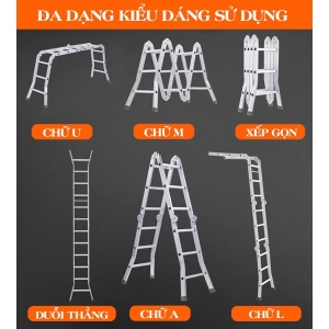 Thang Nhôm Gấp 4 Đoạn DAKITA [Thang Nhẹ, Nhôm Dày, Thang Đa Năng Linh Hoạt Nhiều Kiểu Dáng