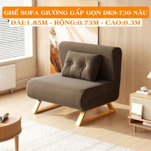 Ghế Sofa Giường Đa Năng DAKITA DKS-730 Nâu [Chất Liệu Vải Nhung - Khung Thép Chịu Tải 400kg]