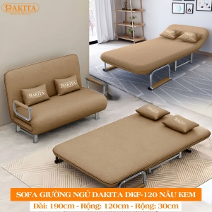 Ghế Sofa Kéo Thành Giường Ngủ DAKITA DKF- 120 Màu Nâu Kem [Rộng 1.2m Dài 1.9m]