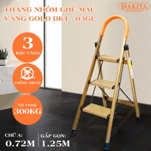 [SIÊU PHẨM THANG GHẾ 2023] Thang nhôm ghế DAKITA DKT-03GL – Chữ A 0.72m [NHẸ - DỄ XÀI - BẬC THANG TO]