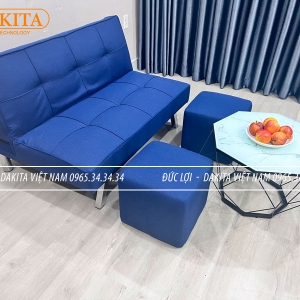 SOFA BED MINI VẢI NỈ MÀU XANH DƯƠNG - RỘNG 1M DÀI 1M2 [SIÊU ĐẸP - ĐỔI MỚI 90 NGÀY ]