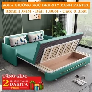  Ghế Sofa Giường DAKITA DKB-517 Xanh Pastel Có hộc tủ - Vải PU- Giường Ngủ Thông Minh Gấp Thành Sofa [ĐEP + SANG]