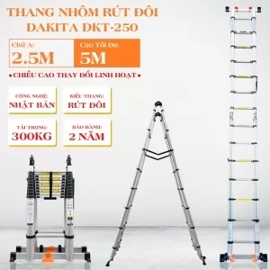 Thang rút đôi chữ A DAKITA DKT-250 [Chữ A: 2.5m Duỗi 5.0m] 