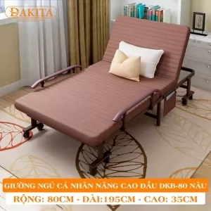 Giường Nệm Đa Năng DAKITA DKB-80 NÂU (80cm) [CAO ĐẦU TỰA LƯNG]