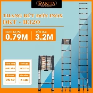 Thang Inox Rút Đơn DAKITA R-320 (3.2M) [NHỎ GỌN - TẢI TRỌNG LỚN]