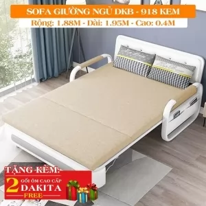 Ghế Sofa Giường Thông Minh DAKITA DKB-918 Có hộc tủ - Kem [Dài: 1.95m  Rộng: 1.88m]