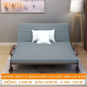 Giường Nệm Đa Năng DAKITA DKB-150 XÁM (150cm) [CAO ĐẦU TỰA LƯNG]