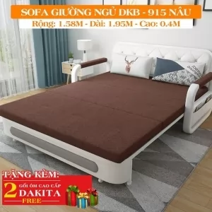 Ghế Sofa Giường Thông Minh DAKITA DKB-915 Có hộc tủ - Nâu [Dài: 1.95m  Rộng: 1.58m]