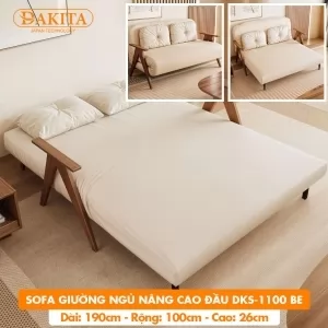 Giường Ngủ Thành Ghế DAKITA DKS-1100 - Màu Be - Giường Ngủ Có Nệm Xếp Gọn Đa Năng (Rộng 100cm) 