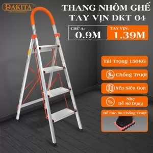 Thang nhôm ghế DAKITA DKT04 – Chữ A 0.9m [NHẸ - DỄ XÀI - BẬC THANG TO] 