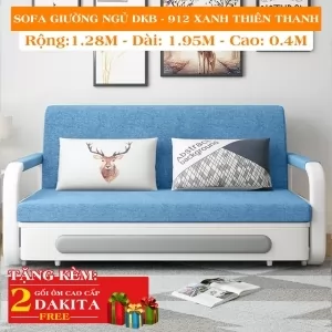 Ghế Sofa Giường DAKITA DKB-912 Có hộc tủ - Xanh thiên thanh [Dài: 1.95m  Rộng: 1.28m]