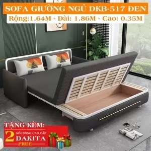  Ghế Sofa Giường DAKITA DKB-517 Đen Có hộc tủ - Vải PU- Giường Ngủ Thông Minh Gấp Thành Sofa [ĐEP + SANG]