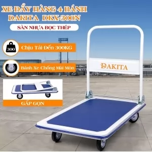 Xe Đẩy Hàng 4 Bánh DAKITA DKX-300N Tải 300Kg [KHUNG THÉP - SÀN SẮT BỀN]