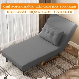 Ghế Sofa Giường Đa Năng DAKITA DKS-1500 Xám. [Chất Liệu Vải Nhung - Khung Thép Chịu Tải 400kg]