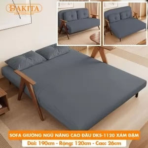 Giường Ngủ Thành Ghế DAKITA DKS-1120 - Màu Xám Đậm - Giường Ngủ Có Nệm Xếp Gọn Đa Năng (Rộng 120cm) 