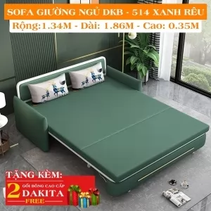  Ghế Sofa Giường DAKITA DKB-514 Xanh Rêu Có hộc tủ - Vải PU- Giường Ngủ Thông Minh Gấp Thành Sofa [ĐEP + SANG]