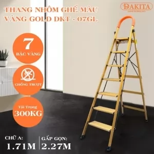[SIÊU CAO - AN TOÀN TUYỆT ĐỐI ] Thang nhôm ghế DAKITA DKT-07GL – Chữ A 1.71m 