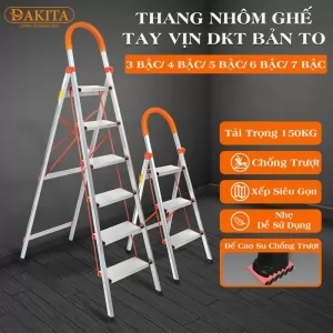 Thang Nhôm Ghế Tay Vịn Trắng [NHẸ - DỄ XÀI - BẬC THANG TO] 