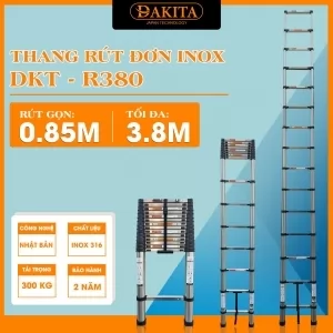 Thang Inox Rút Đơn DAKITA R-380 (3.8M) [NHỎ GỌN - TẢI TRỌNG LỚN]
