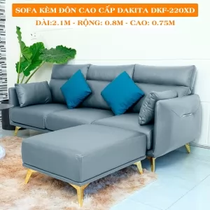 Sofa Kèm Đôn Cao Cấp DAKITA DKF-220 - Màu Xám Đậm