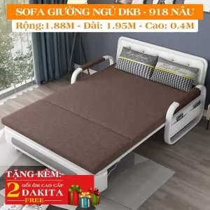 Ghế Sofa Giường Thông Minh DAKITA DKB-918 Có hộc tủ - Nâu [Dài: 1.95m  Rộng: 1.88m]