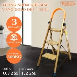 [SIÊU PHẨM THANG GHẾ 2023] Thang nhôm ghế DAKITA DKT-03GL – Chữ A 0.72m [NHẸ - DỄ XÀI - BẬC THANG TO]
