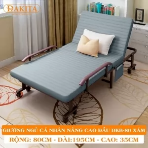 Giường Nệm Đa Năng DAKITA DKB-80 XÁM (80cm) [CAO ĐẦU TỰA LƯNG]