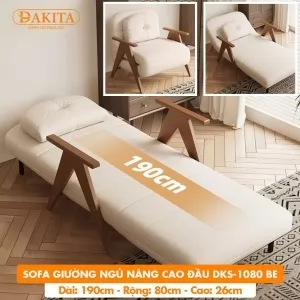 Giường Ngủ Thành Ghế DAKITA DKS-1080 - Màu Be - Giường Ngủ Có Nệm Xếp Gọn Đa Năng (Rộng 80cm) 