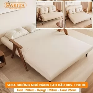 Giường Ngủ Thành Ghế DAKITA DKS-1120 - Màu Be - Giường Ngủ Có Nệm Xếp Gọn Đa Năng (Rộng 120cm) 