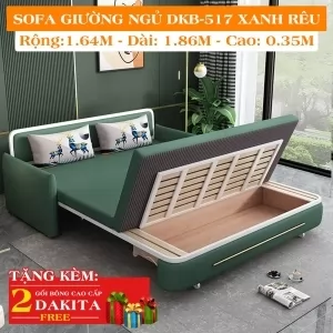  Ghế Sofa Giường DAKITA DKB-517 Xanh Rêu Có hộc tủ - Vải PU- Giường Ngủ Thông Minh Gấp Thành Sofa [ĐEP + SANG]