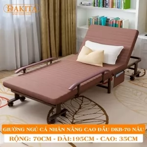 Giường Nệm Đa Năng DAKITA DKB-70 NÂU (70cm) [CAO ĐẦU TỰA LƯNG]