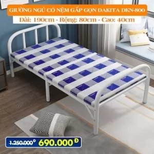[ĐẸP - RẺ - CỨNG CÁP] Giường Ngủ Có Nệm Gấp Gọn DAKITA DKN-800 Caro Xanh [HÀI LÒNG 100%]