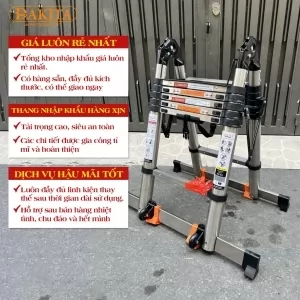 Thang Inox Rút Đôi Cao Cấp Có Bánh Xe DAKITA Model AI [CỨNG CÁP - AN TOÀN TUYỆT ĐỐI]