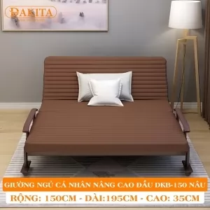 Giường Nệm Đa Năng DAKITA DKB-150 NÂU (150cm) [CAO ĐẦU TỰA LƯNG]