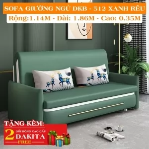  Ghế Sofa Giường DAKITA DKB-512 Xanh Rêu Có hộc tủ - Vải PU- Giường Ngủ Thông Minh Gấp Thành Sofa [ĐEP + SANG]