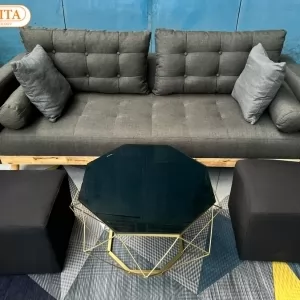 Sofa Băng Cao Cấp Xuất Khẩu DKF-3500 MÀU XÁM ĐEN