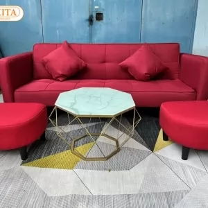 SOFA BED DAKITA CÓ TAY VỊN - MÀU ĐỎ [ĐẸP LỊCH SỰ]