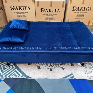 SOFA BED + GIƯỜNG ĐA NĂNG DAKITA NHUNG XANH ĐẬM DKF-120 [CAO CẤP + SANG TRỌNG]