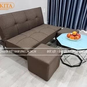 SOFA BED MINI VẢI NỈ MÀU NÂU - RỘNG 1M DÀI 1M2 [HÀNG CAO CẤP- ĐỔI MỚI 90 NGÀY ] 