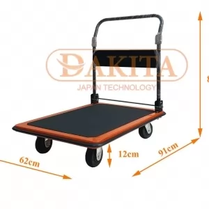 Xe Đẩy Hàng DKX4300 Tải 300Kg 4 Bánh Cao Su Đúc Siêu Bền